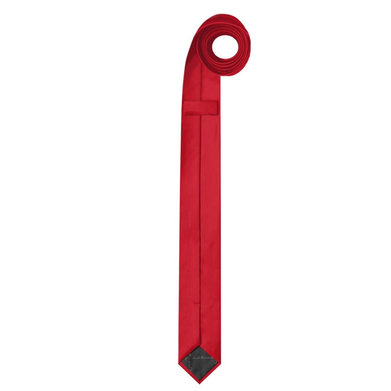 Jacob Alexander Ultra Skinny 1.5" Men's Solid Necktie - Red - Image 2